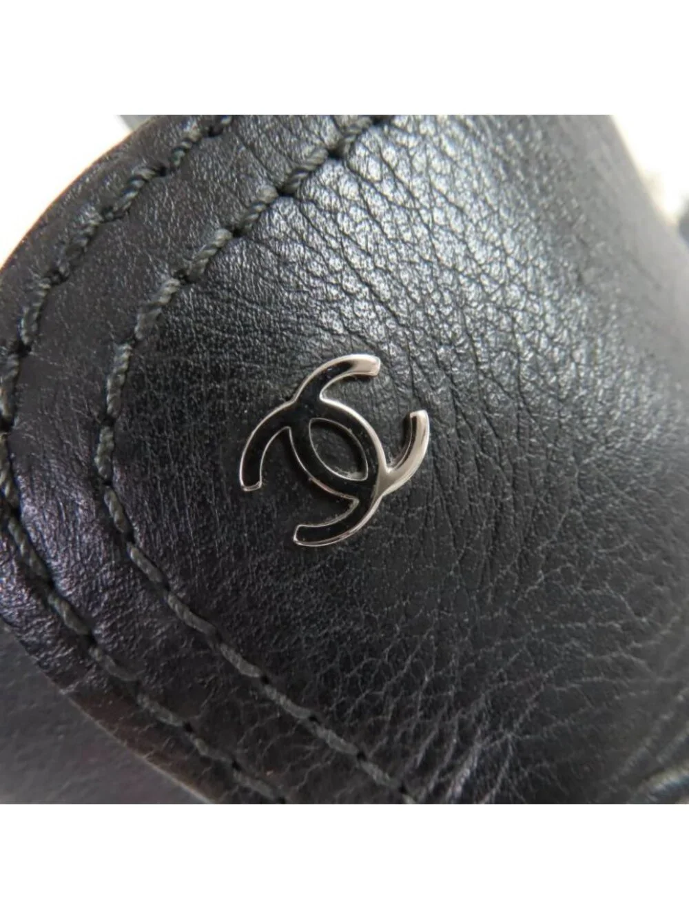 Chanel CC Logo Faux Pearl Chain Leather Short Boots Black 36 - Picture 8 of 13